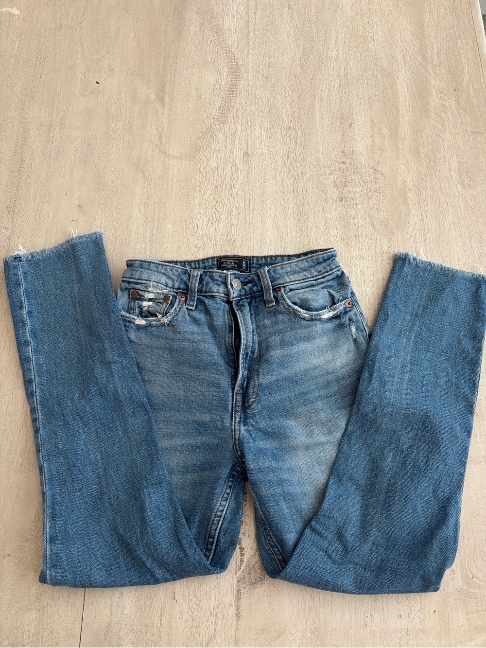 Abercrombie & Fitch Medium Wash Simone High Rise Straight Leg Jeans